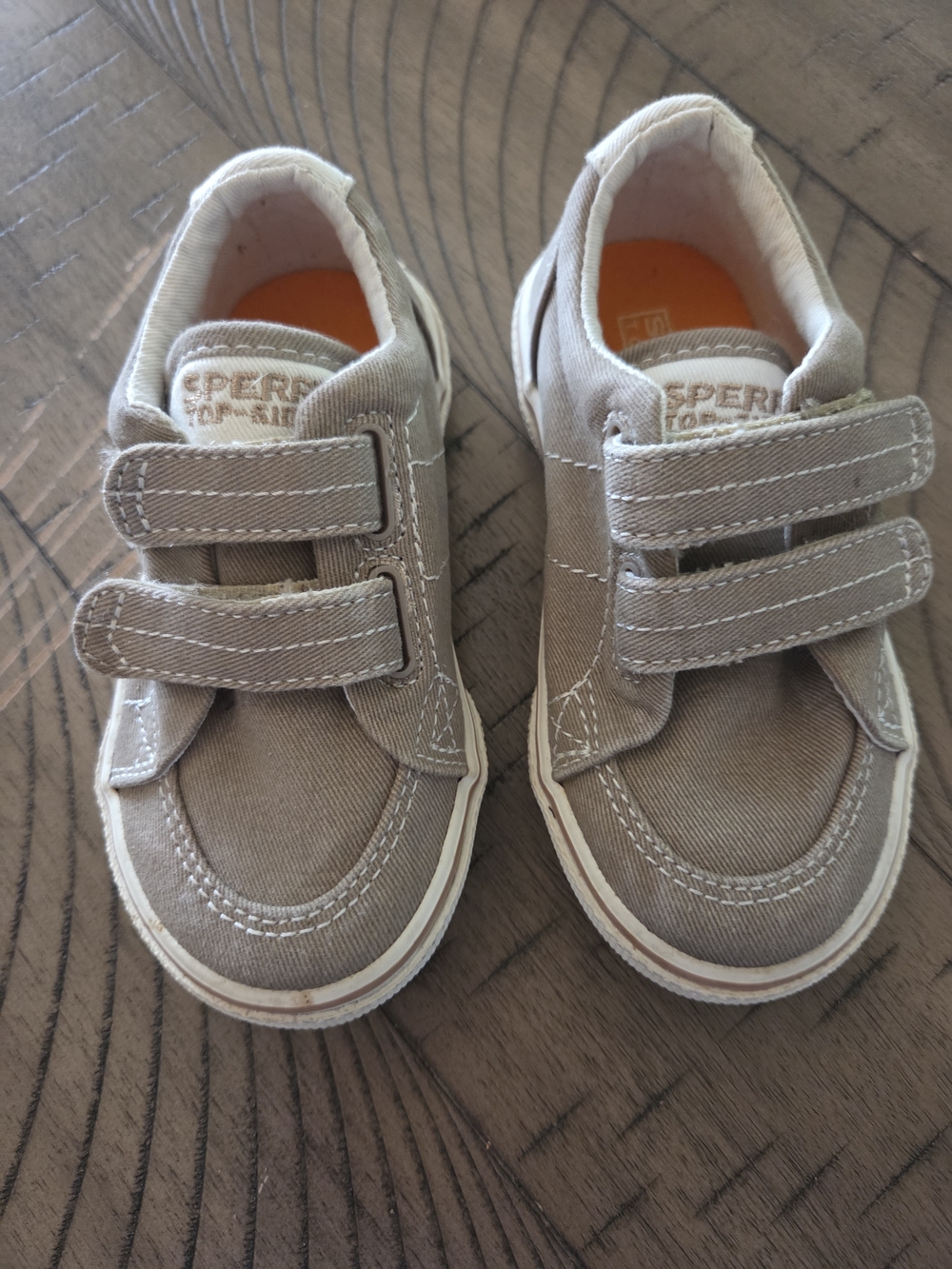 Sperry Kids Taupe Canvas Hook-and-Loop Sneakers